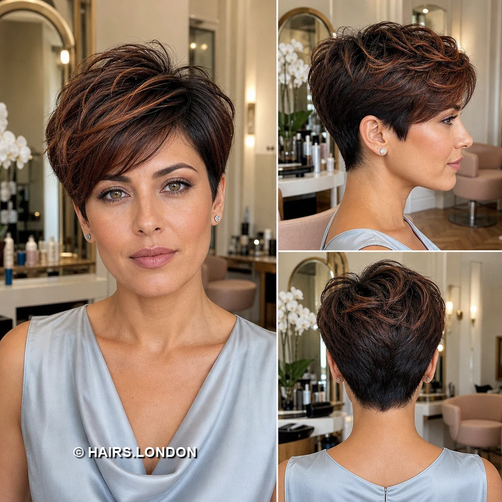19 Copper and Brown Pixie Haircuts with Texture, Sweeps, and Curls Copper Waved Pixie