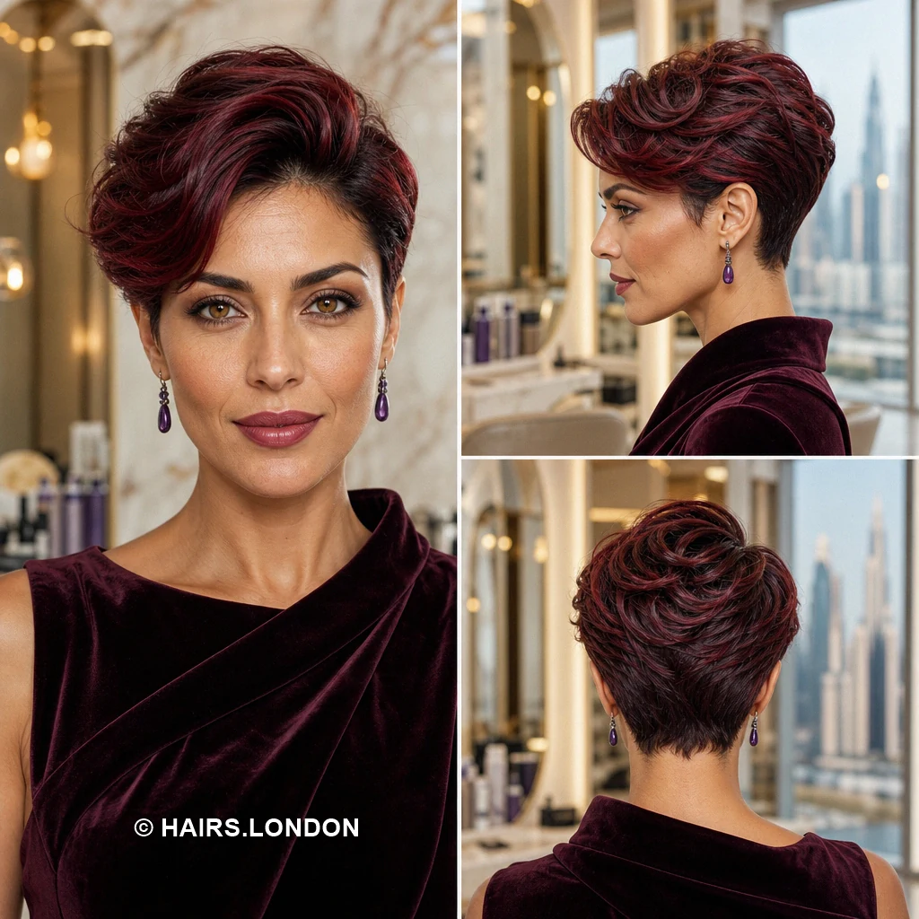 15 Burgundy Pixie Cuts with Swept Fringes and Textured Crowns Copperburgundy Slanted Spikes
