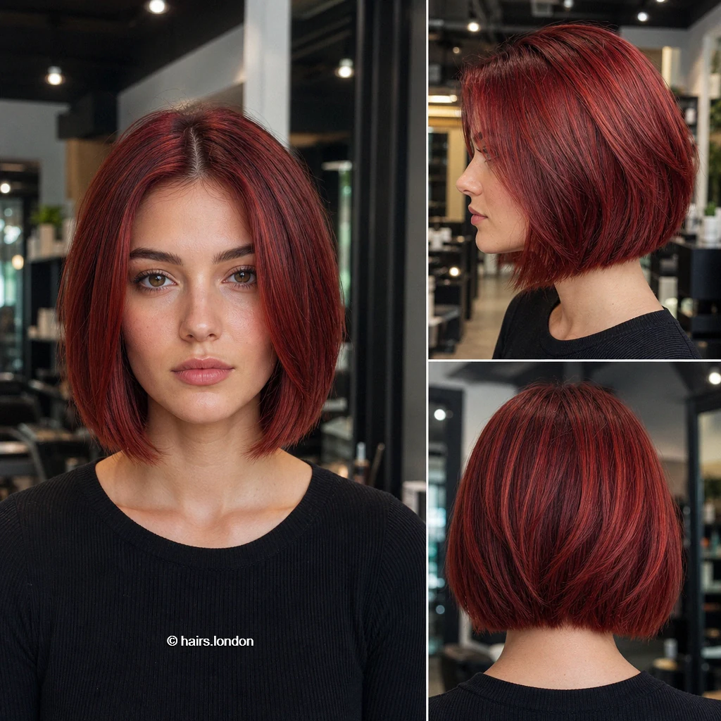 Crimson Jawline Bob