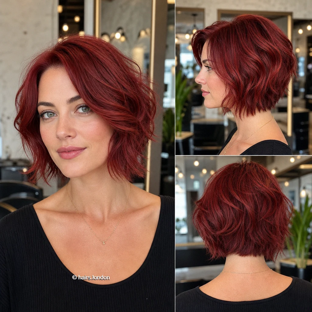 Crimson Wavy Bob
