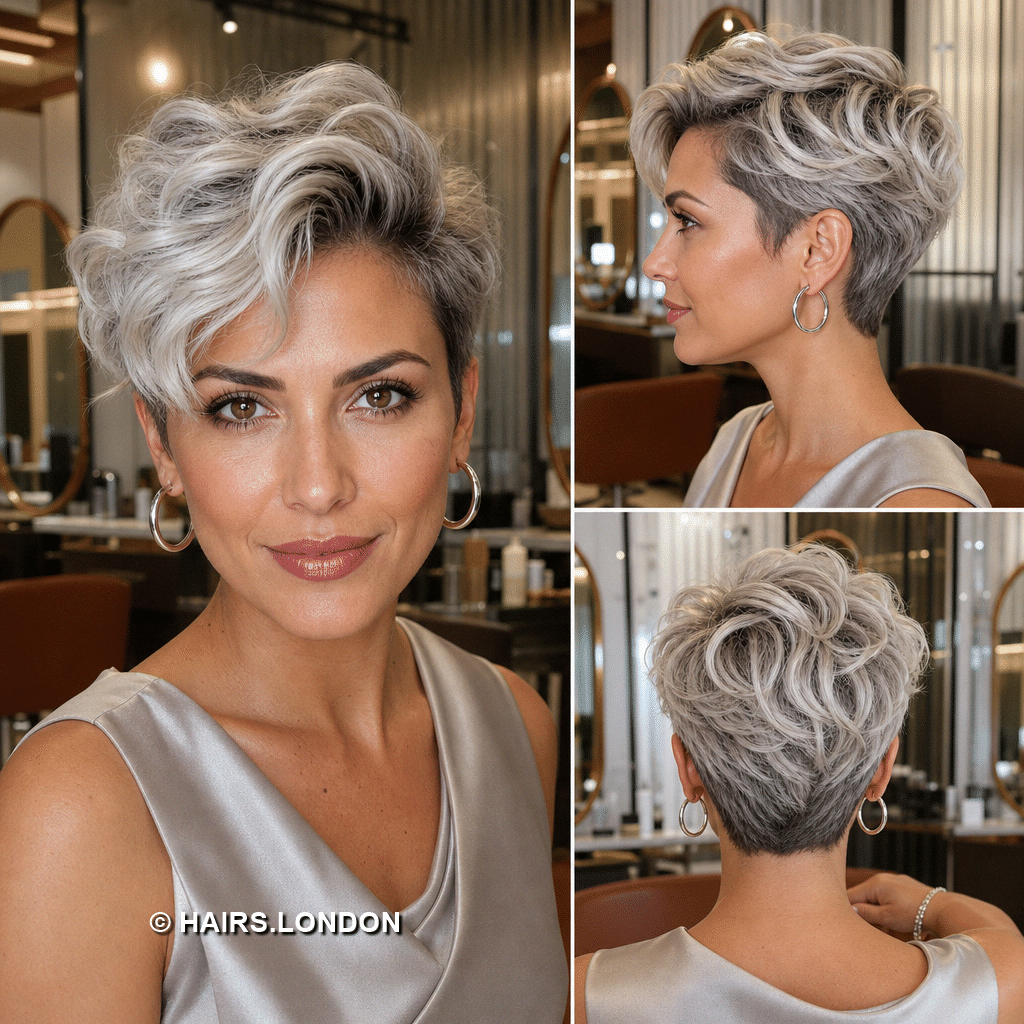 curly silver undercut