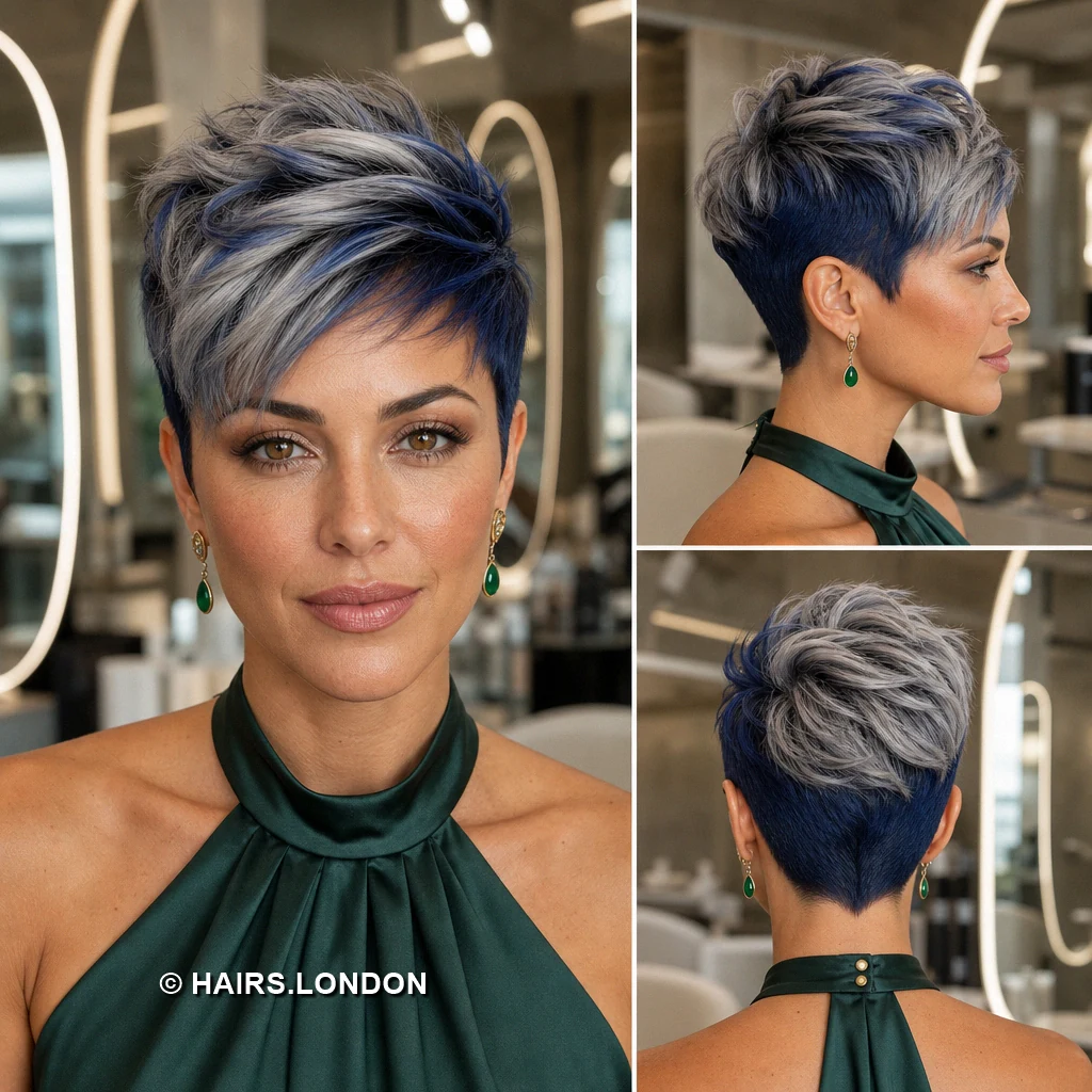 12 Short Pixie Haircuts with Color, Texture, and Shape Dark Highlighted Crop