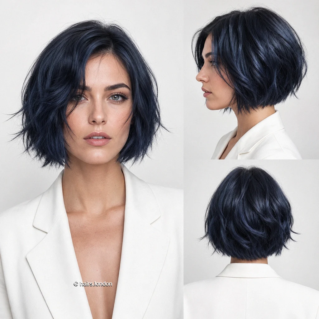 Darkblue Choppy Bob