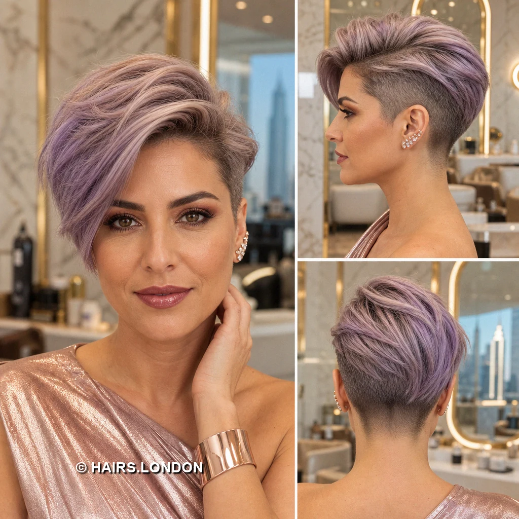 19 Pastel Pixie Haircuts With Texture, Shape, and Soft Color Dustypink Side Sweep
