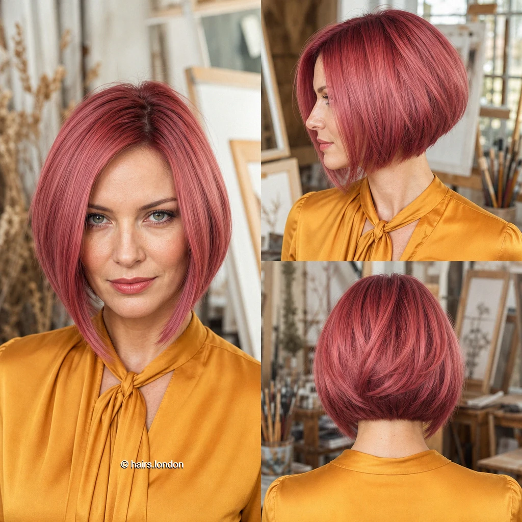 19 Colorful Bob Haircuts, From Pastel Blunt Cuts to Vivid Layered Shapes Dustyrose Graduated Bob