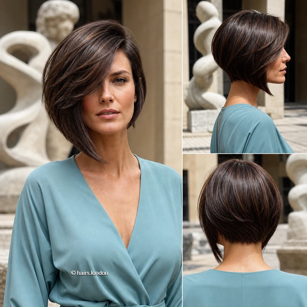 20 Bob Haircuts: Angled, Graduated and Textured Ideas Ebony Sweeping Bob