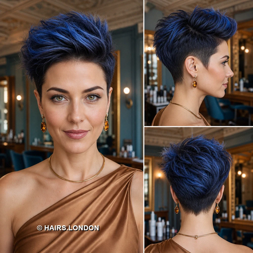 17 Blue Pixie Haircuts with Cobalt, Teal, Sapphire and Silver Color Electric Blue Quiff