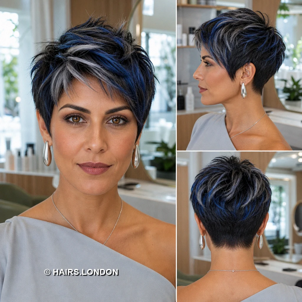 19 Blue Pixie Haircuts, From Cobalt Sweeps to Teal and Silver Layers Electric Jagged Pixie