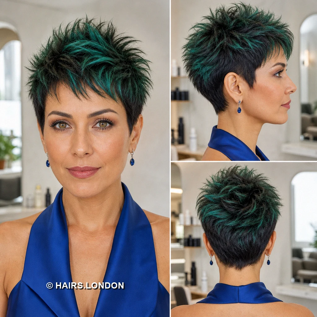 20 Teal Pixie Haircuts, from Spiky Crops to Swept Styles Emerald Sleek Quiff