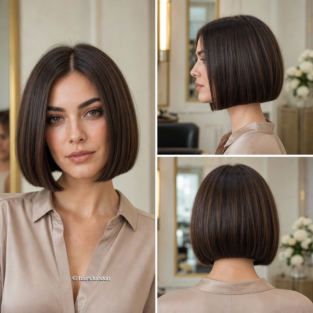 20 Brown Bob Haircuts: Rounded, Layered, Wavy and Angled Ideas Espresso Cleanline Bob