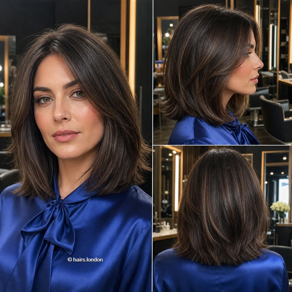 25 Brunette Bob Haircuts, From Sleek Jawline Shapes to Textured Lobs Espresso Feathered Lob