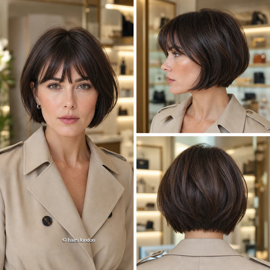 20 Rounded and Layered Bob Haircuts for a Shape That Moves Espresso Fringed Bob