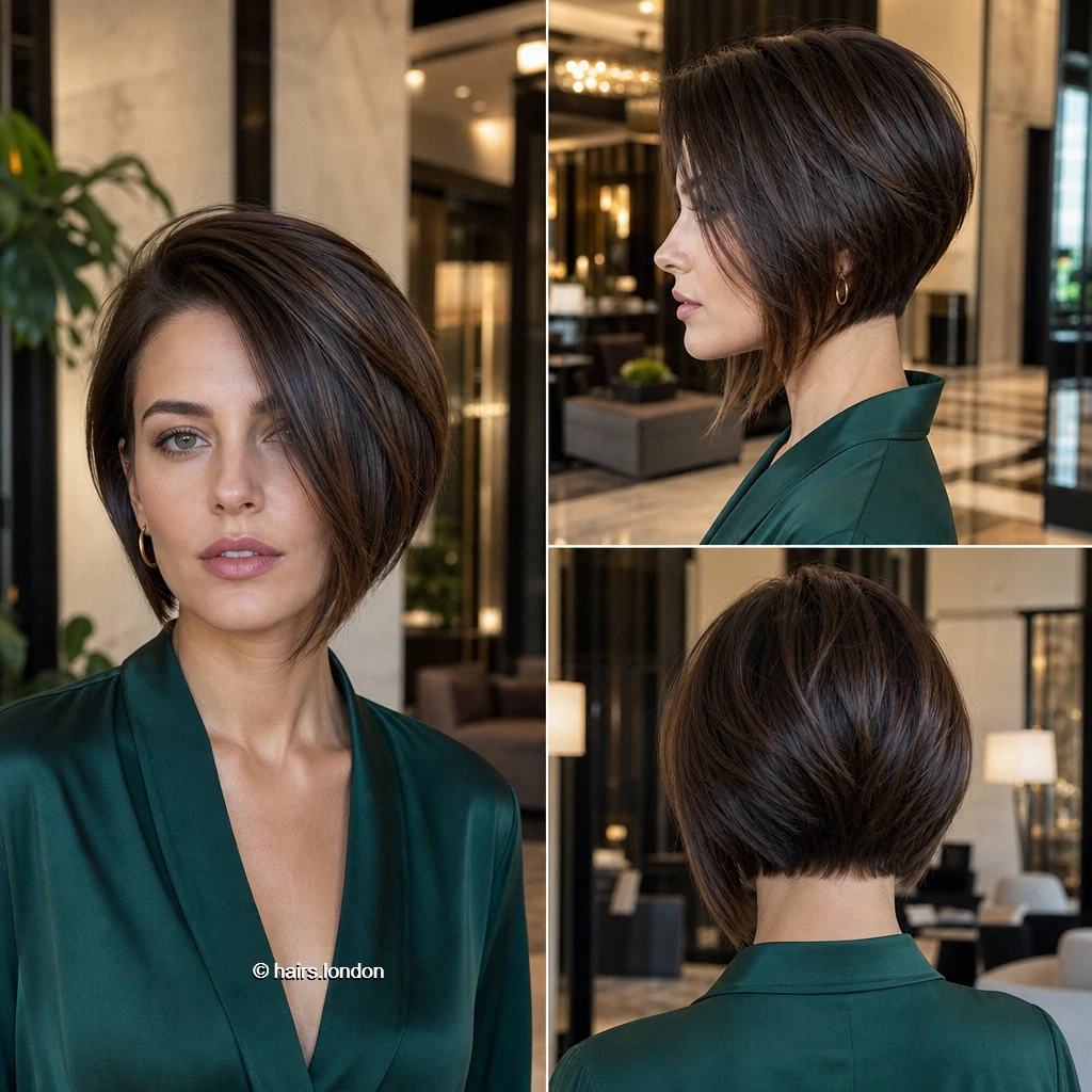 20 Brunette Bob Haircuts: Graduated Shapes and Textured Styles Espresso Longside Bob