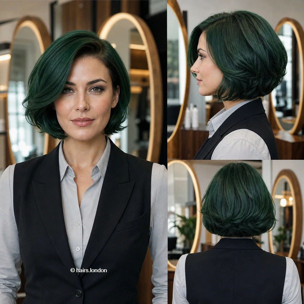 20 Blue and Green Bob Haircuts, From Smooth Lines to Soft Layers Forest Curved Bob