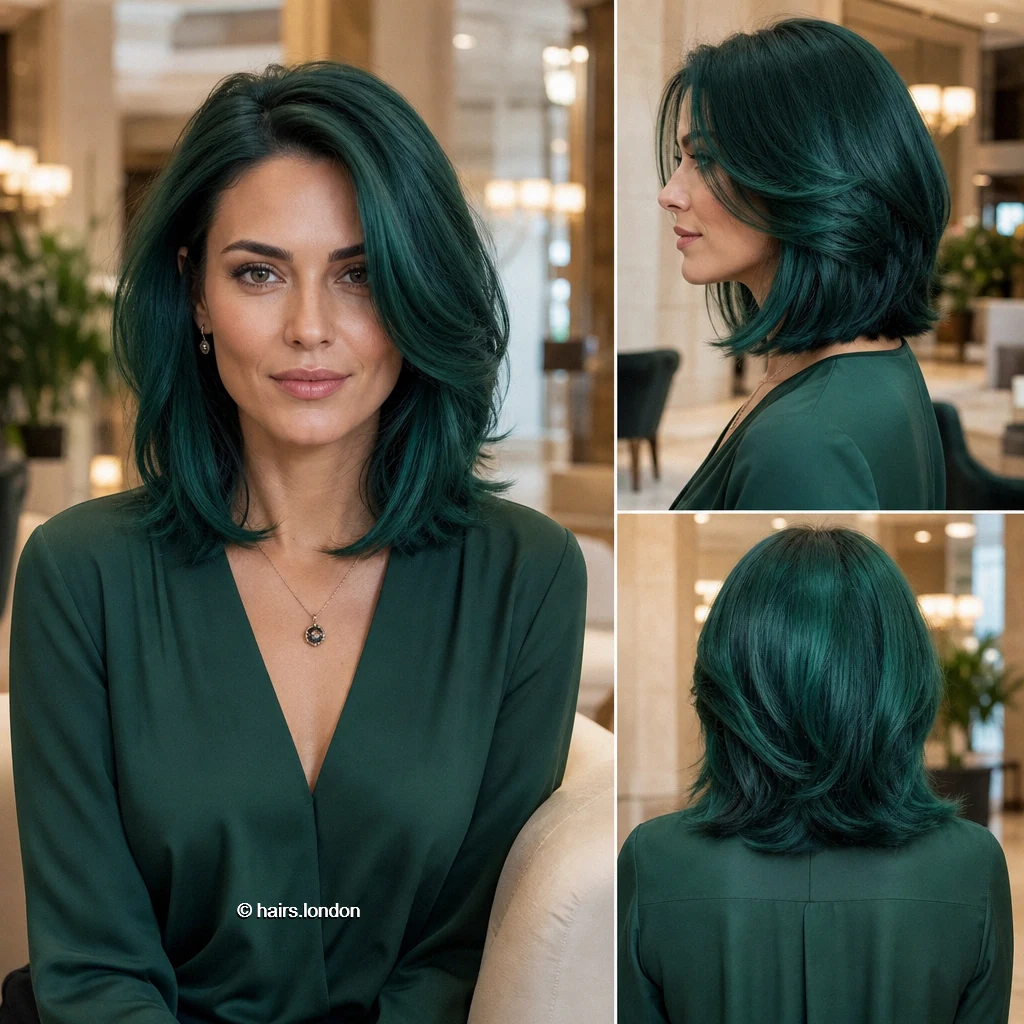 20 Blue and Green Bob Haircuts, From Soft Layers to Sculpted Shapes Forest Sweeping Bob