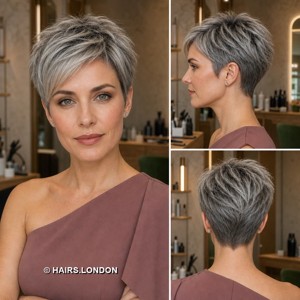 21 Silver Pixie Haircuts with Texture, Sweeping Fringes and Tapered Napes Frosted Compact Pixie