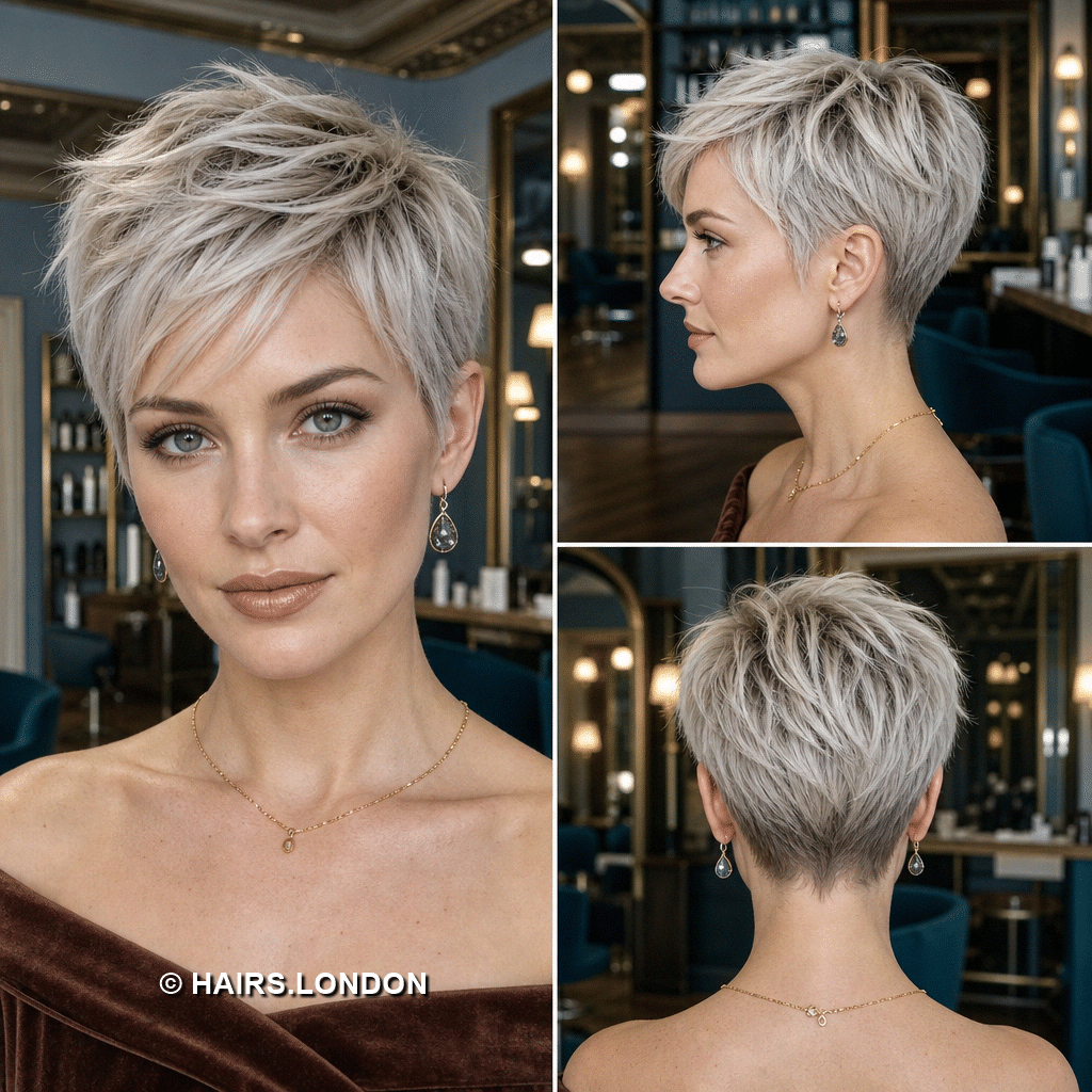 frosted silver feathered
