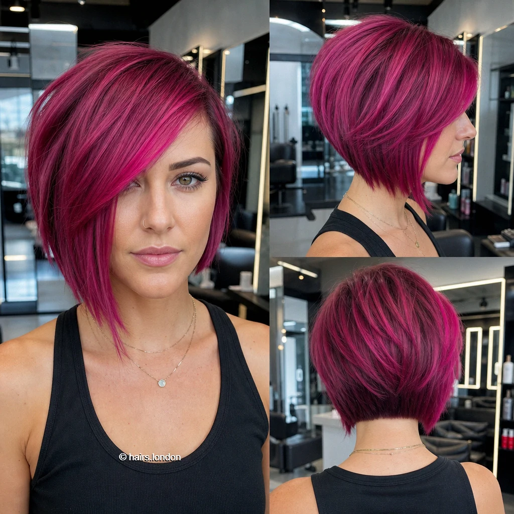 Fuchsia Angled Bob