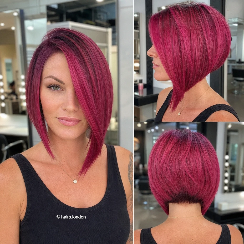 14 Magenta Bob Haircuts, From Blunt Lines to Textured Layers Fuchsia Inverted Bob