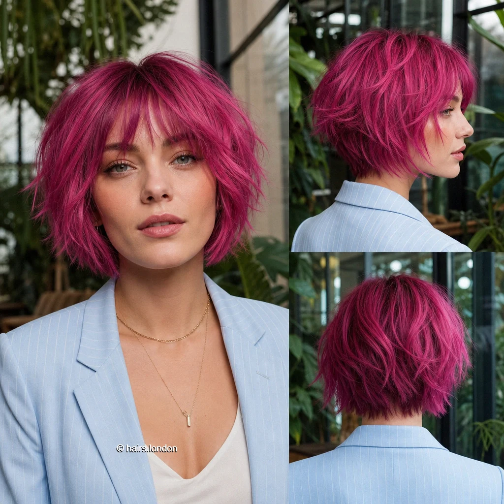 20 Magenta Bob Haircuts: Shapes from Blunt to Shaggy Fuchsia Shaggy Bob