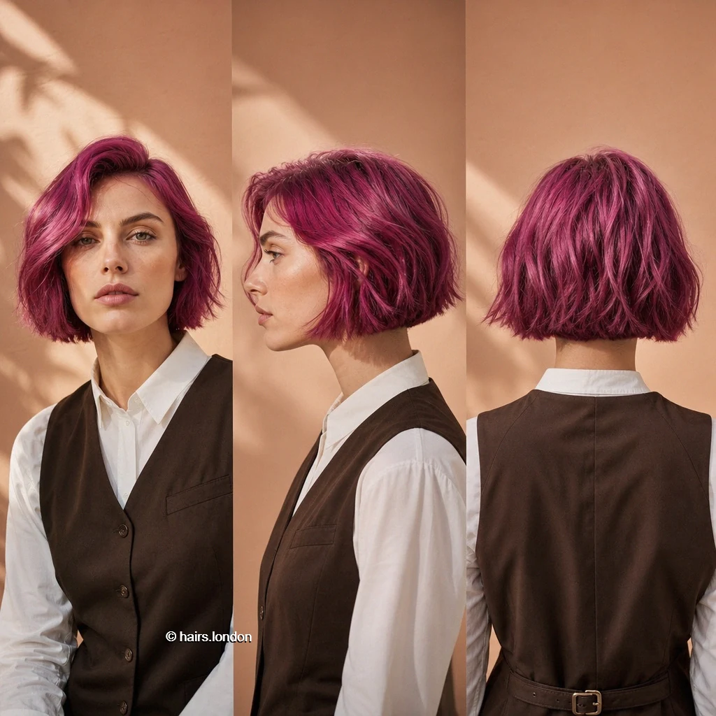 20 Colorful Bob Haircuts: Shapes, Layers and Styling Ideas Fuchsia Textured Bob