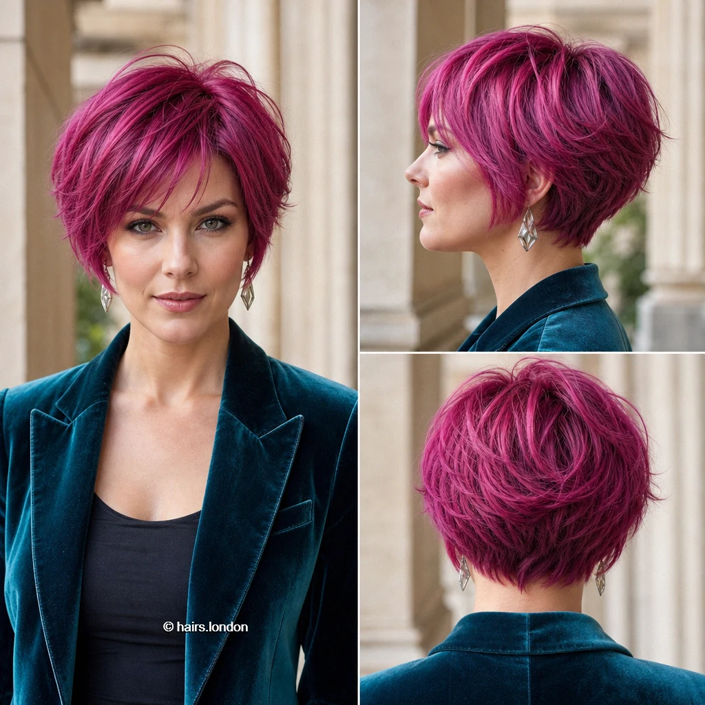 19 Colorful Bob Haircuts, From Pastel Blunt Cuts to Vivid Layered Shapes Fuchsia Wispy Bob