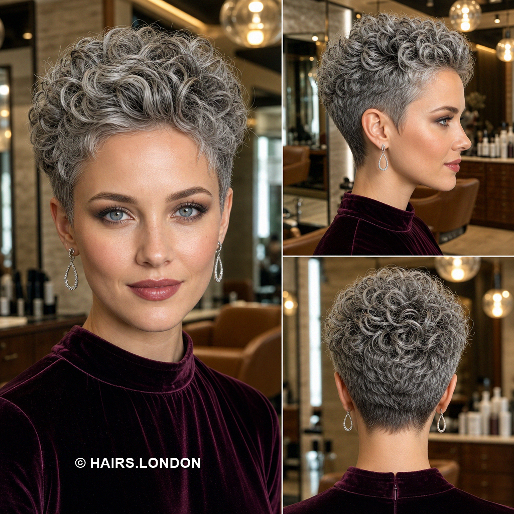 18 Gray Pixie Haircuts with Silver Waves Curls and Spiky Layers Gray Curly Pixie