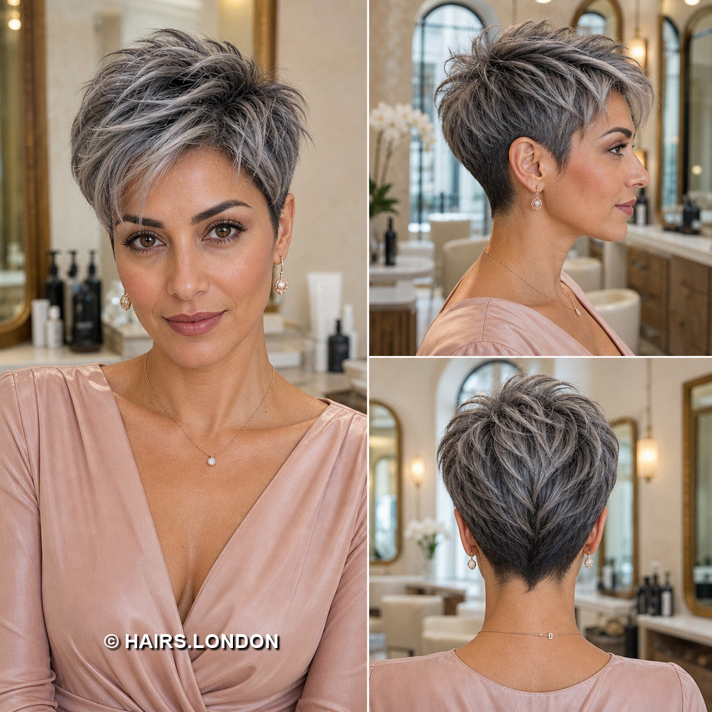 18 Gray Pixie Haircuts with Silver Waves Curls and Spiky Layers Gray Textured Pixie
