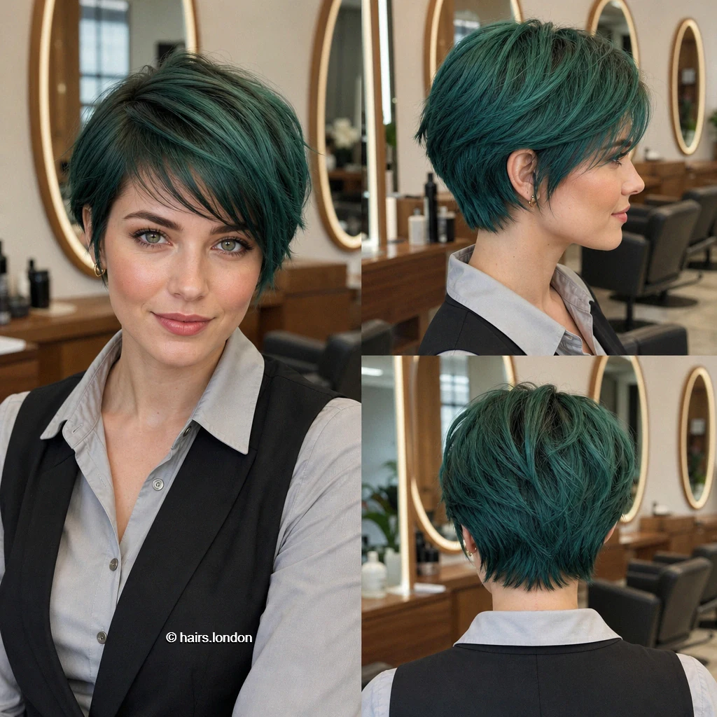 20 Blue and Green Bob Haircuts, From Sleek Angles to Tousled Layers Green Cropped Bob