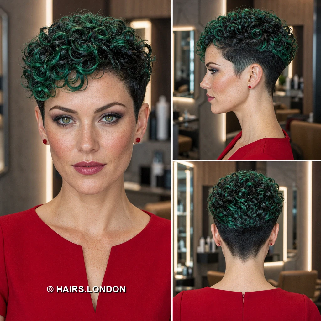 19 Teal Pixie Haircuts With Curls, Texture, and Sculpted Height Green Curly Pixie