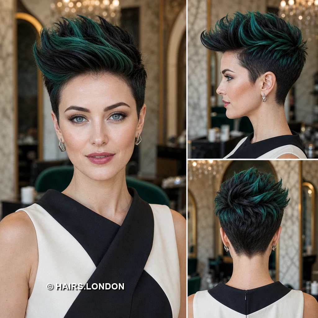19 Teal Pixie Haircuts With Curls, Texture, and Sculpted Height Green Ringlet Pixie