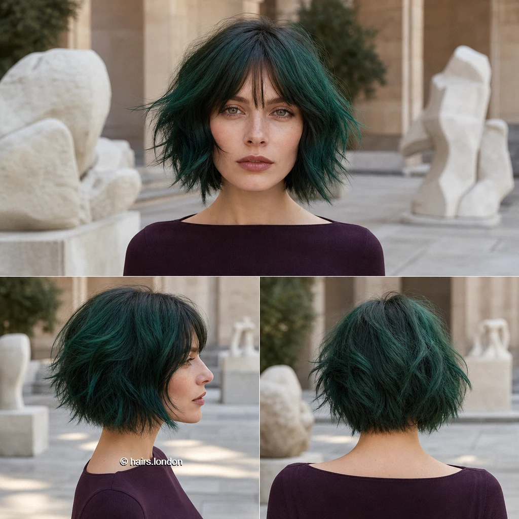 Green Shaggy Bob
