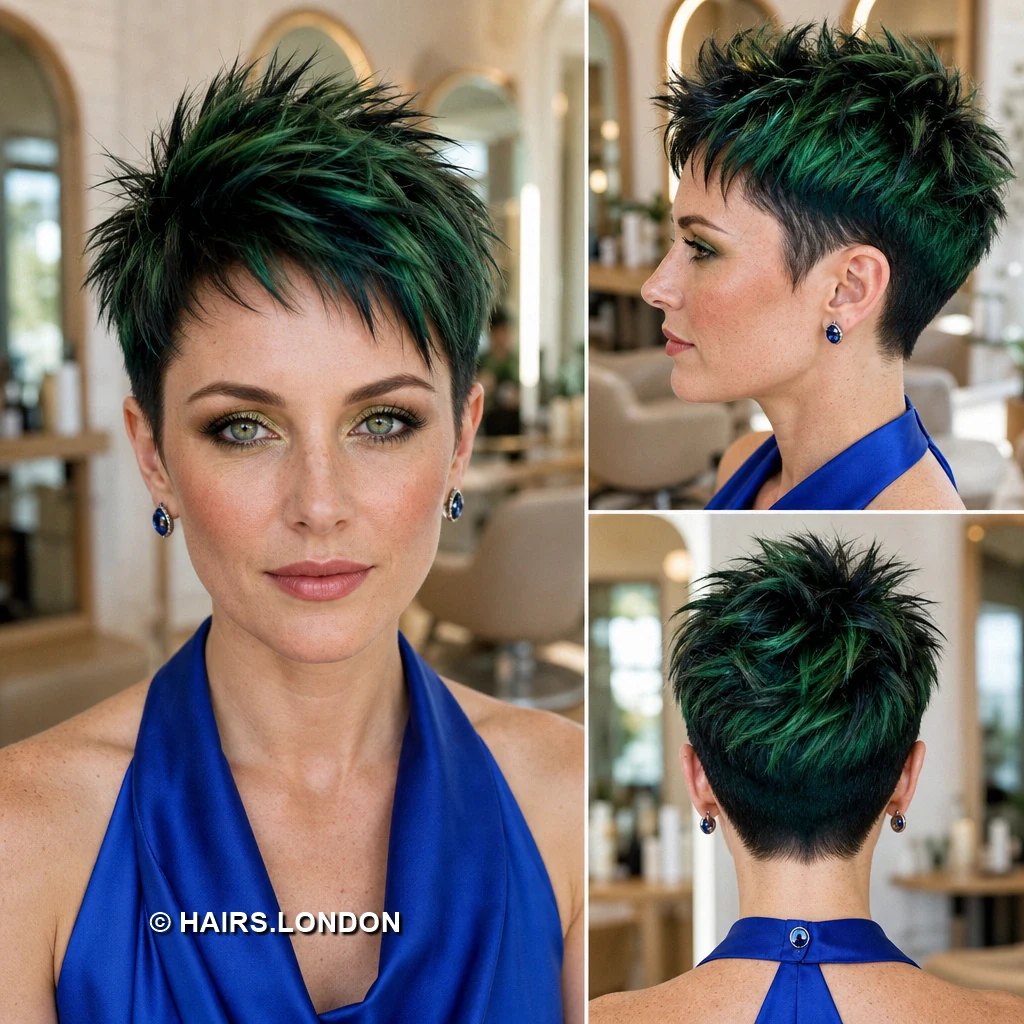 20 Teal Pixie Haircuts, from Spiky Crops to Swept Styles Green Spiky Pixie