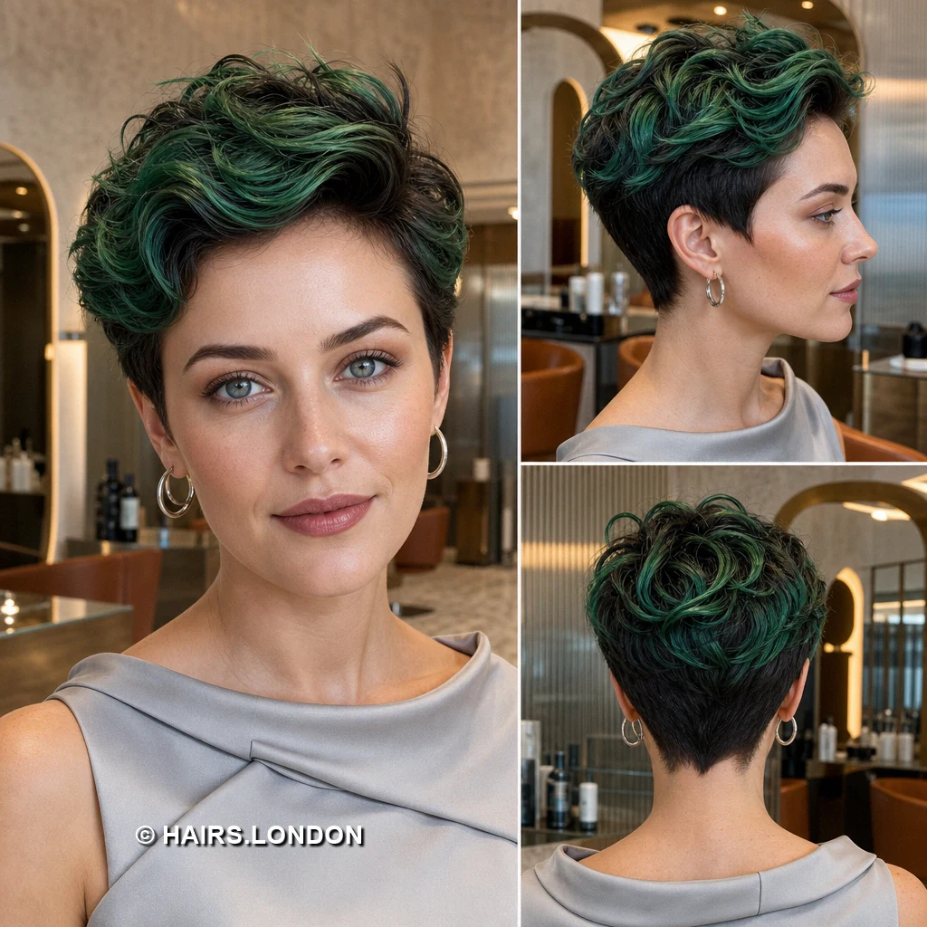 Green Wavy Pixie