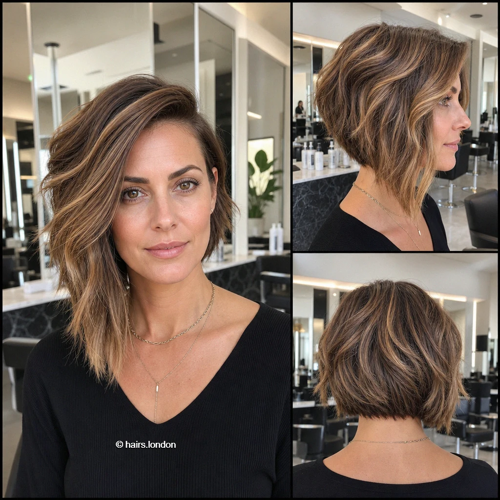 20 Short Bob Haircuts, From Tousled Layers to Sleek Angles Highlighted Asymmetrical Bob