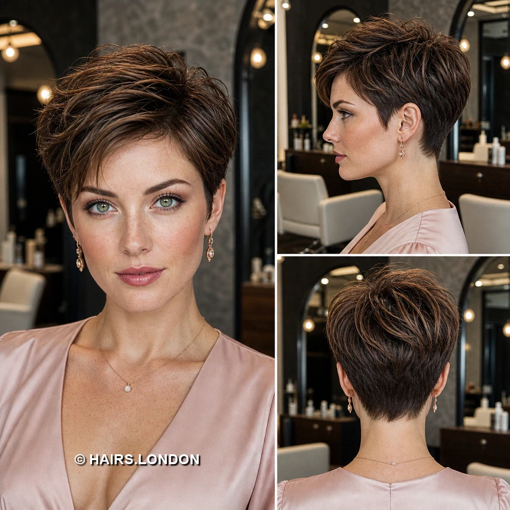 20 Textured Brown Pixie Haircuts with Fringe, Curls, and Lift Honey Crested Pixie