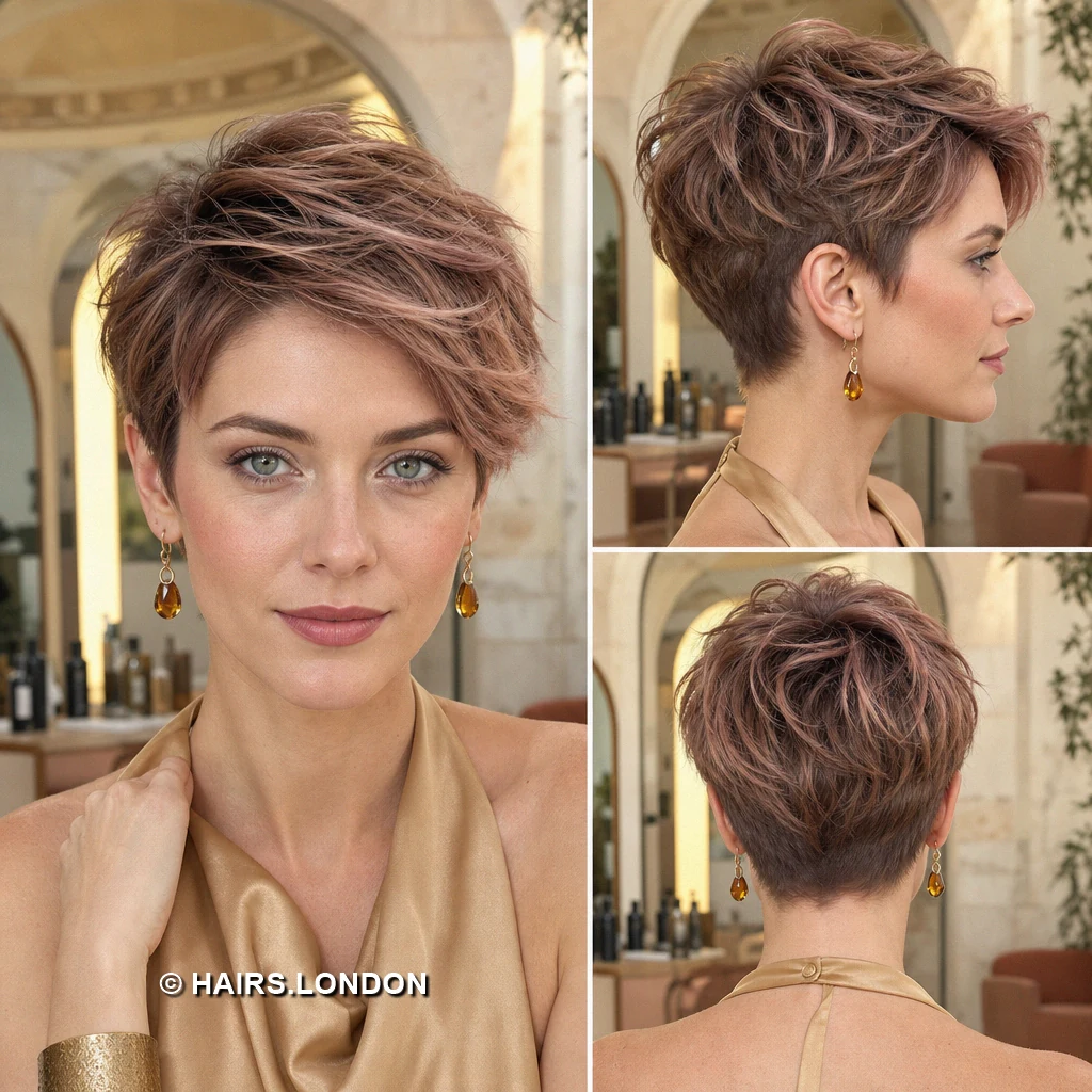 19 Highlighted Pixie Haircuts with Curls, Sweeps, and Tapered Napes Honey Tipped Spikes
