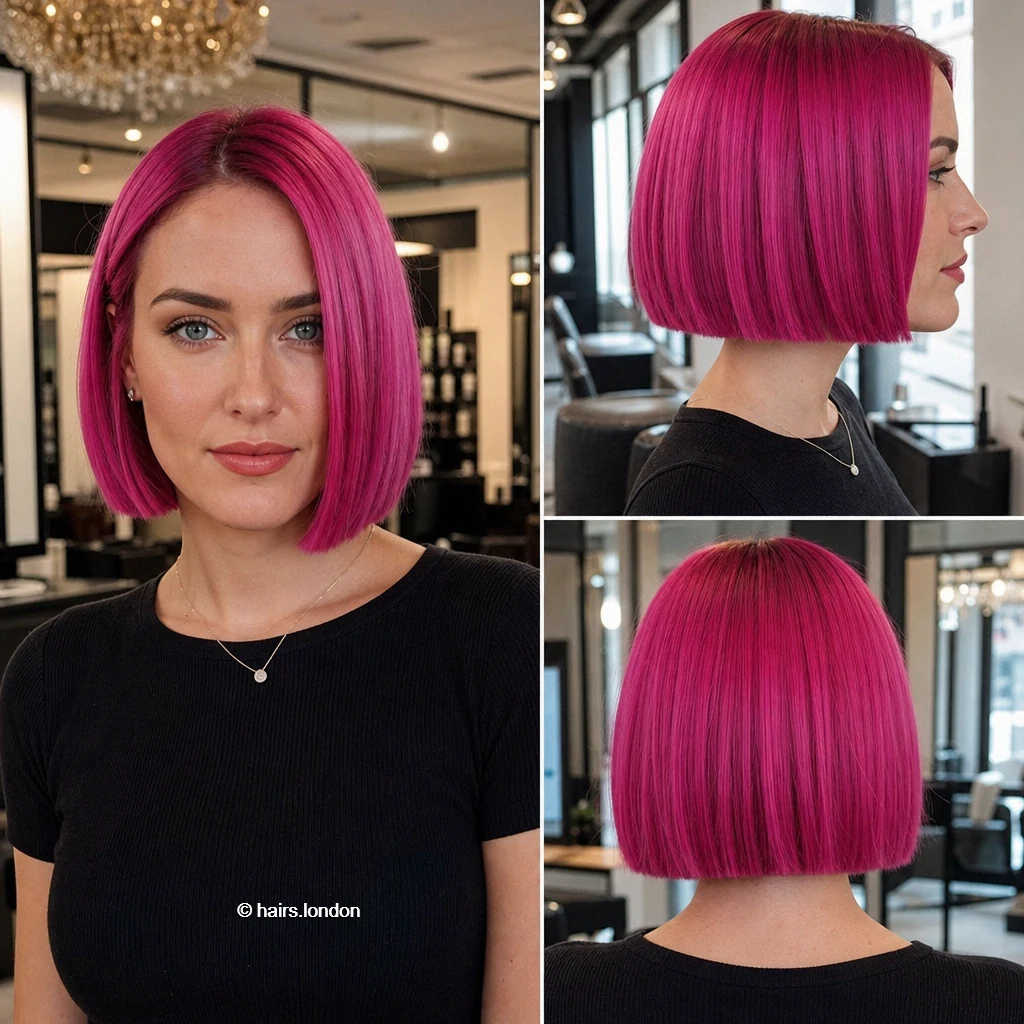 14 Magenta Bob Haircuts, From Blunt Lines to Textured Layers Hotpink Blunt Bob