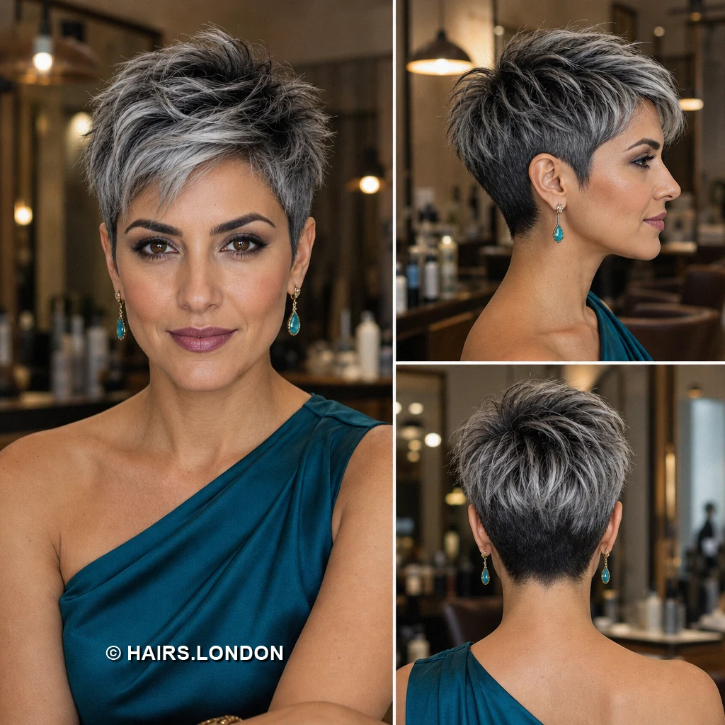 14 Silver Highlighted Pixie Cuts With Shape and Texture Icy Diagonal Taper