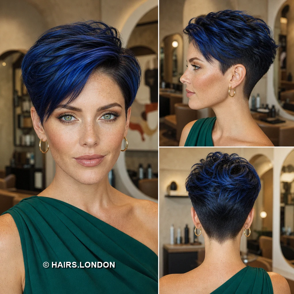 19 Blue Pixie Haircuts, From Cobalt Sweeps to Teal and Silver Layers Icy Jagged Crop