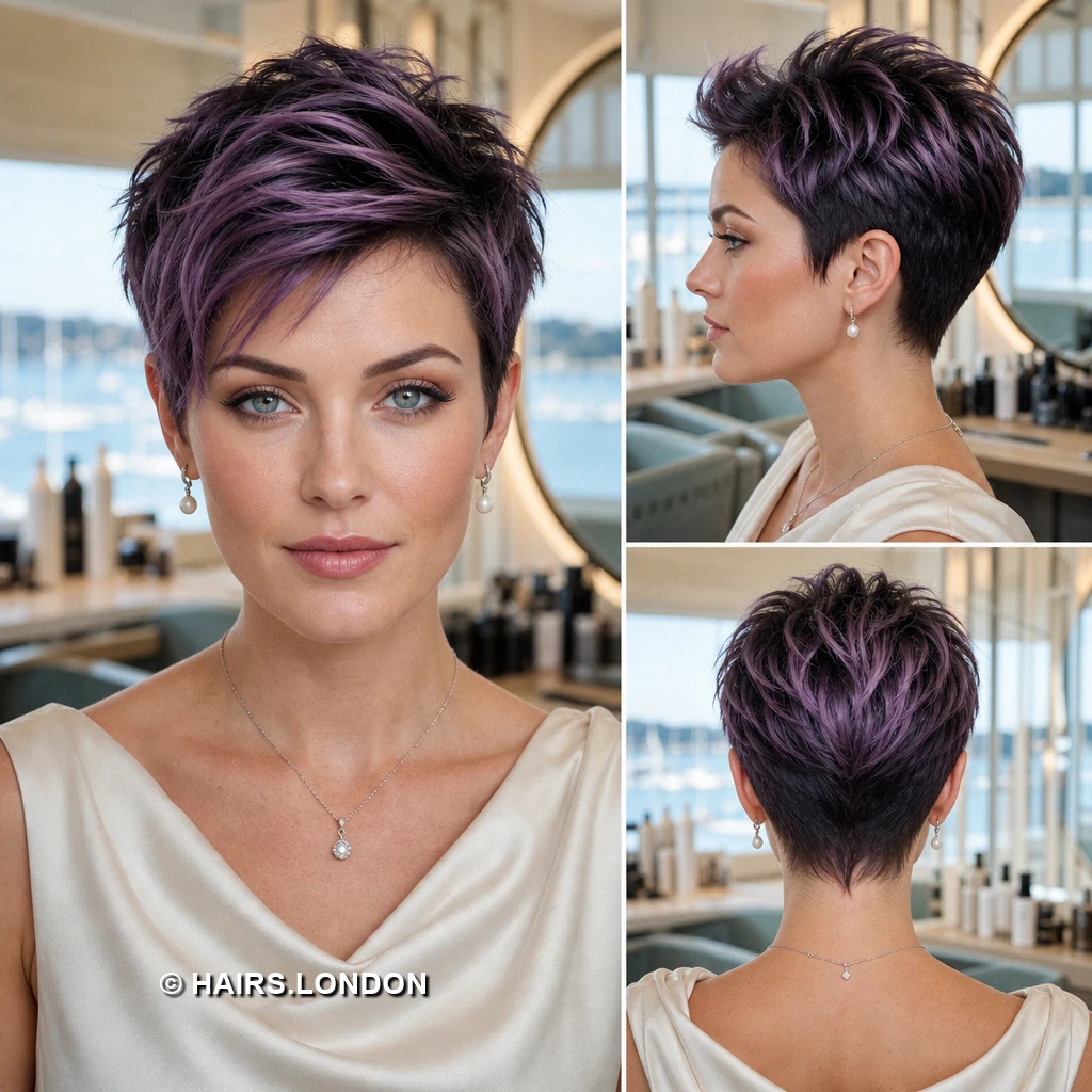 Purple Pixie Haircuts: 12 Ways to Wear a Tapered Crop Icy Polished Pixie