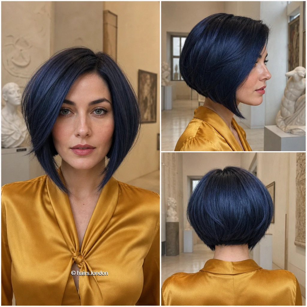 18 Blue Bob Haircuts, From Sleek Lines to Textured Layers Indigo Contoured Bob