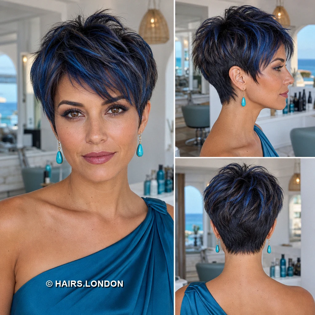 17 Blue Pixie Haircuts with Cobalt, Teal, Sapphire and Silver Color Indigo Tousled Pixie