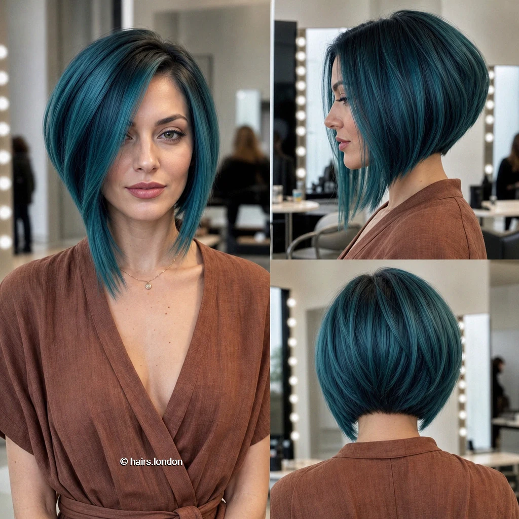 20 Teal Bob Haircuts, From Sleek Jaw-Length Shapes to Textured Short Bobs Lagoon Inverted Bob