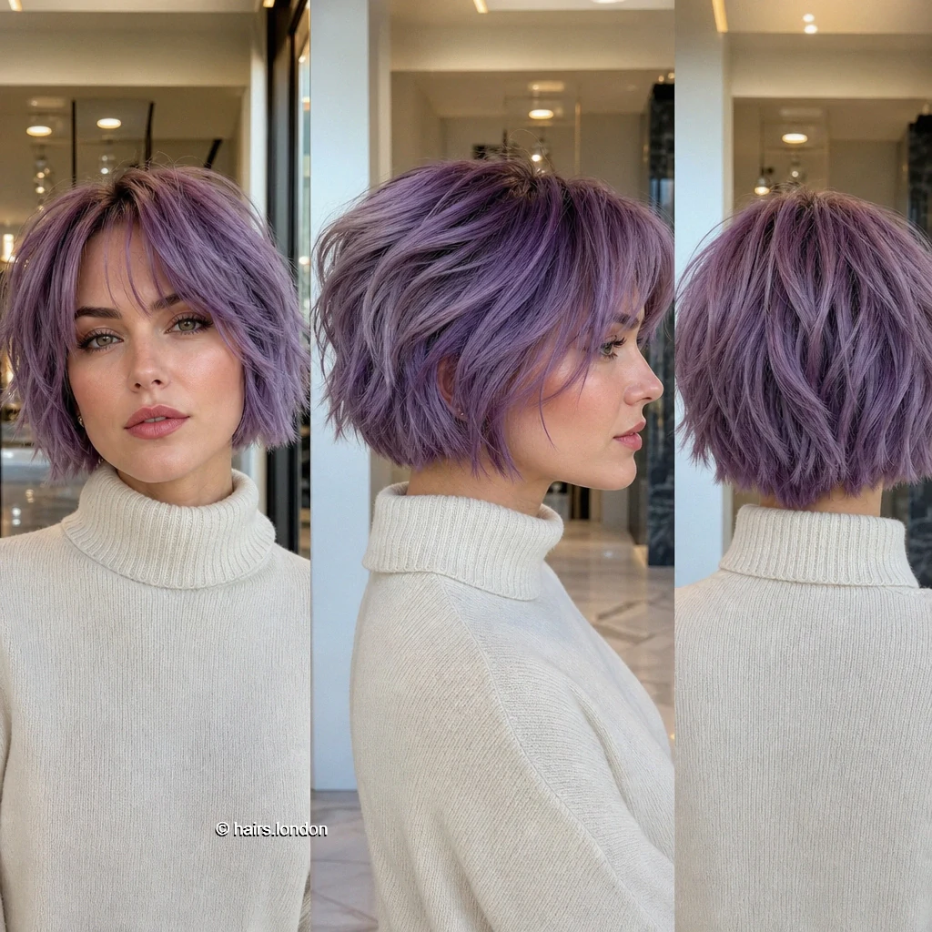 17 Bob Haircut Ideas, From Smooth Rounded Shapes to Textured Short Cuts Lavender Airy Bob