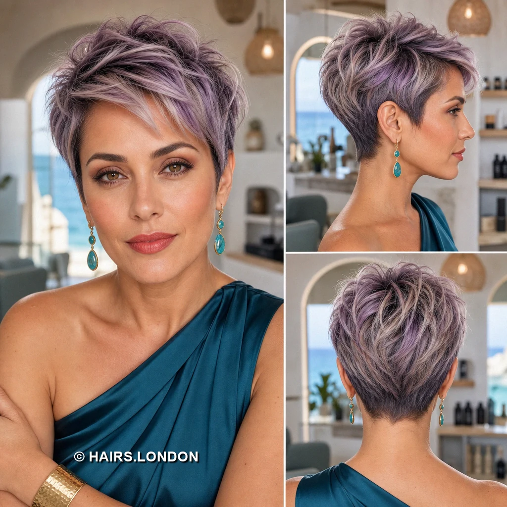 13 Lavender Pixie Haircuts With Swept Fringes, Lifted Crowns, and Soft Tapers Lavender Airy Crop