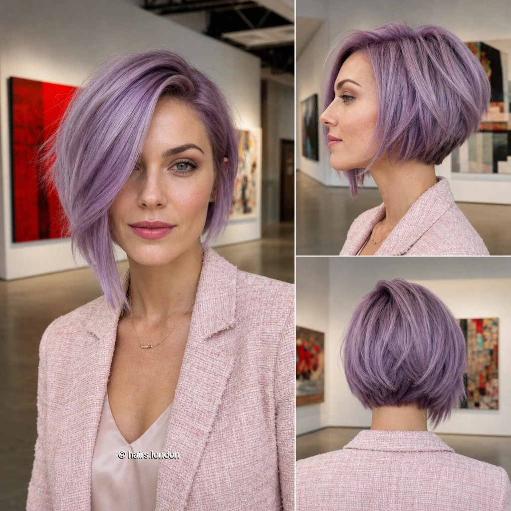 Lavender Asymmetric Bob