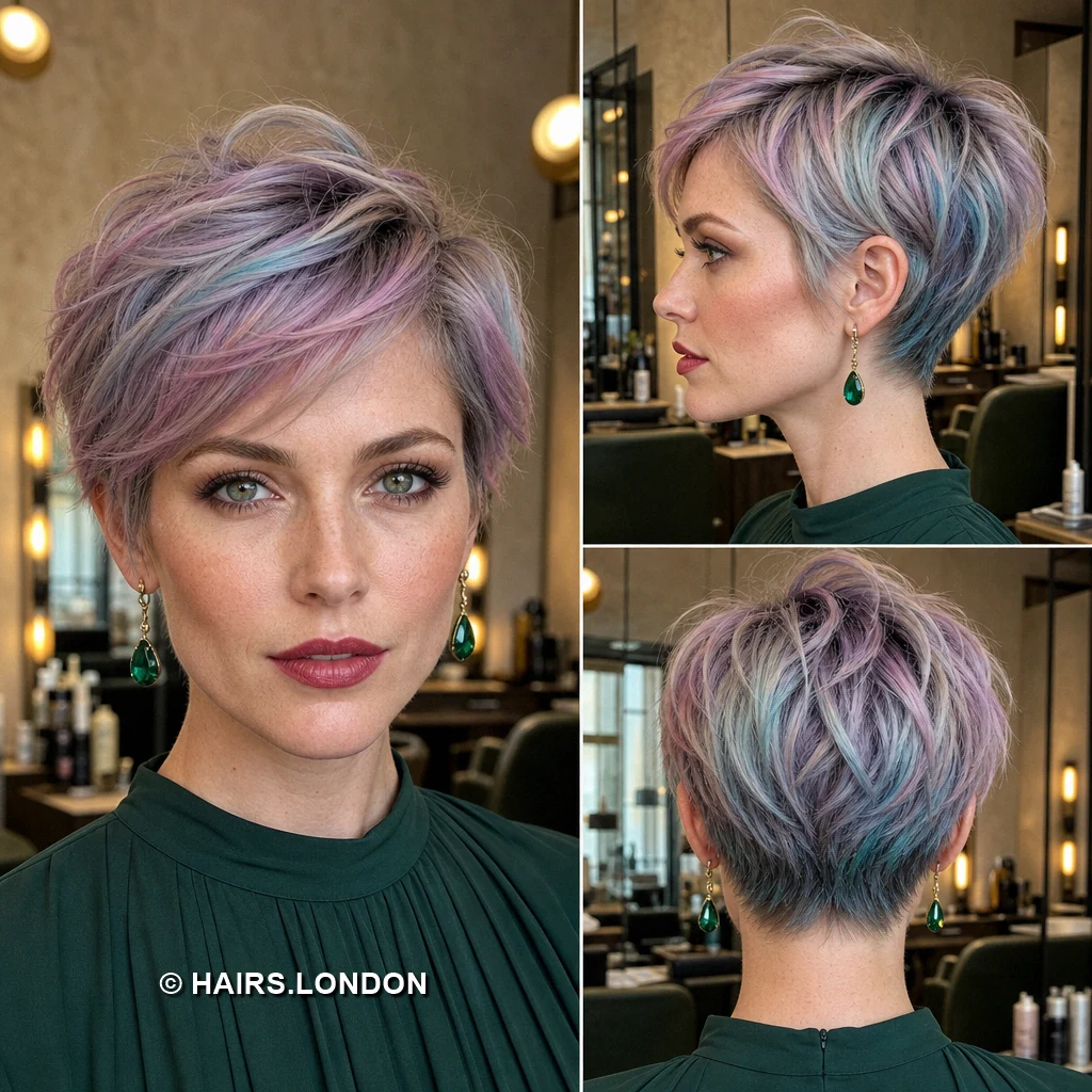 13 Lavender Pixie Haircuts With Swept Fringes, Lifted Crowns, and Soft Tapers Lavender Brushed Quiff