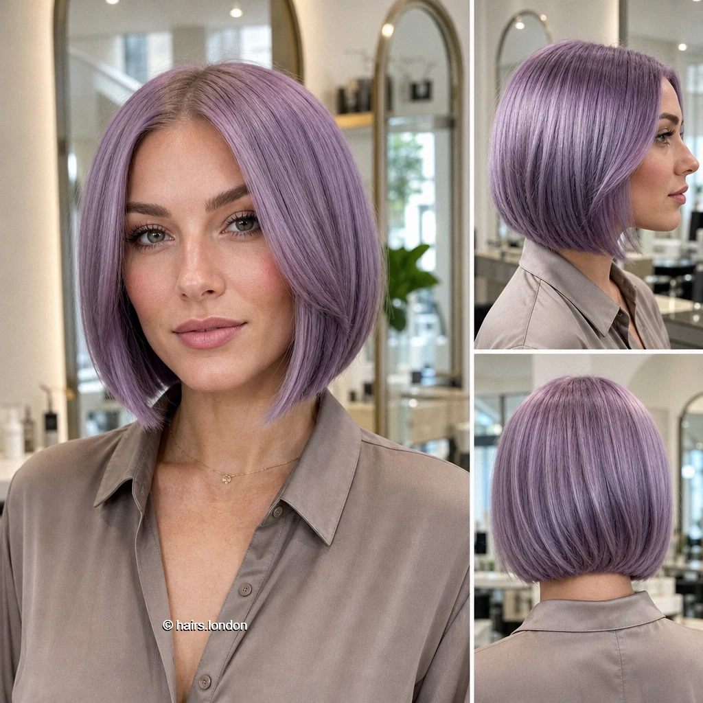 19 Purple Bob Haircut Ideas, From Sleek Lines to Soft Layers Lavender Contoured Bob