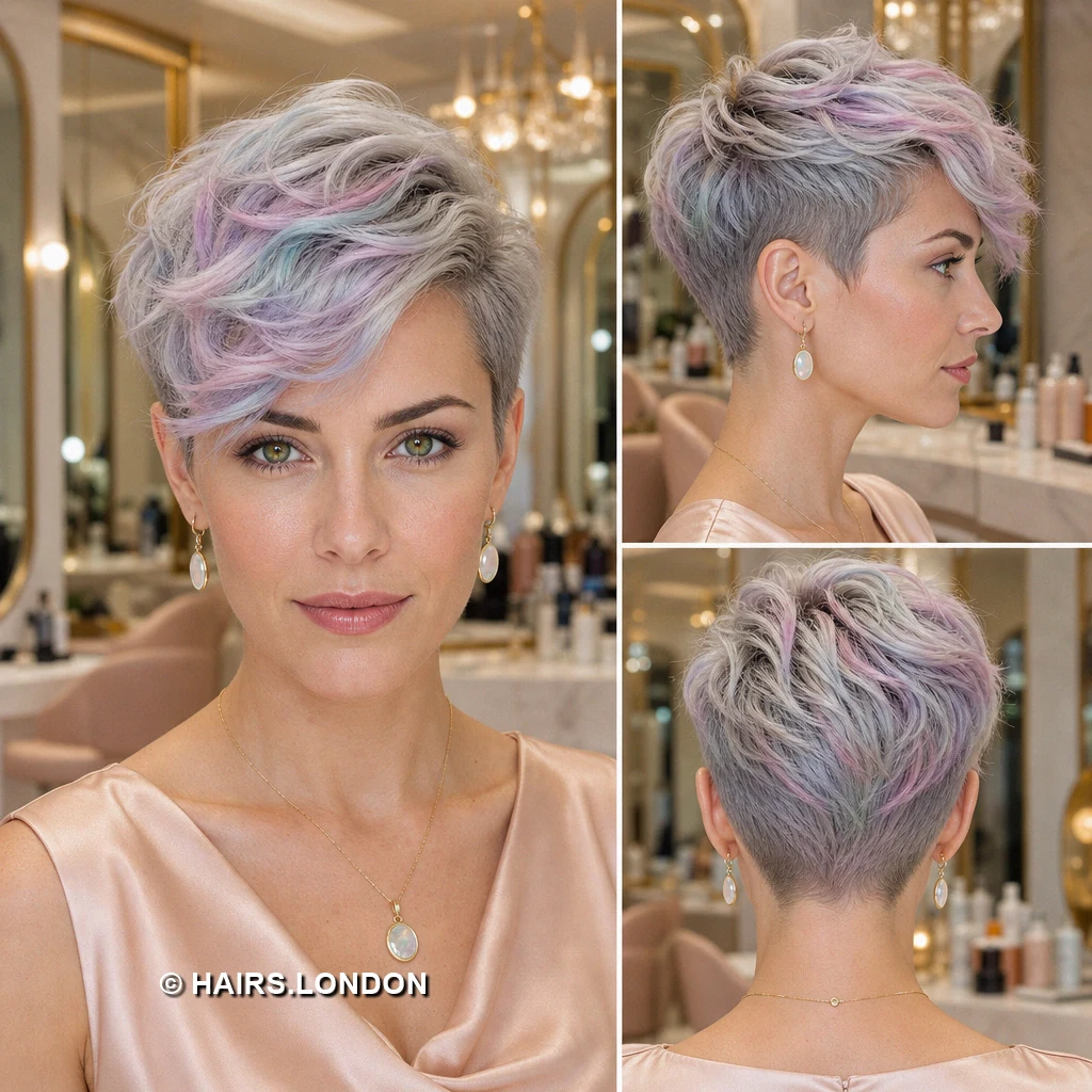 17 Pastel Pixie Haircuts with Soft Color and Textured Shape Lavender Curved Crop